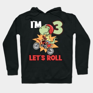 Third 3rd Birthday T-Rex Dinosaur Motocross Hoodie